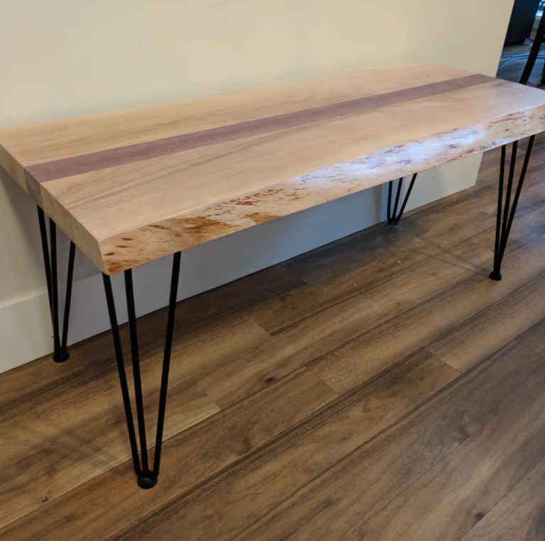 Birch and Purpleheart Live Edge Bench