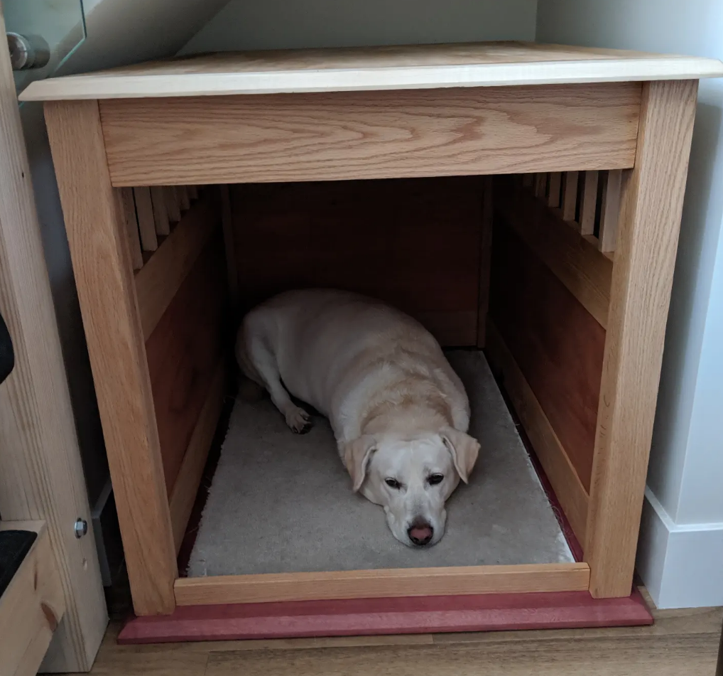 Oak, Purpleheart, and Maple Dog Crate