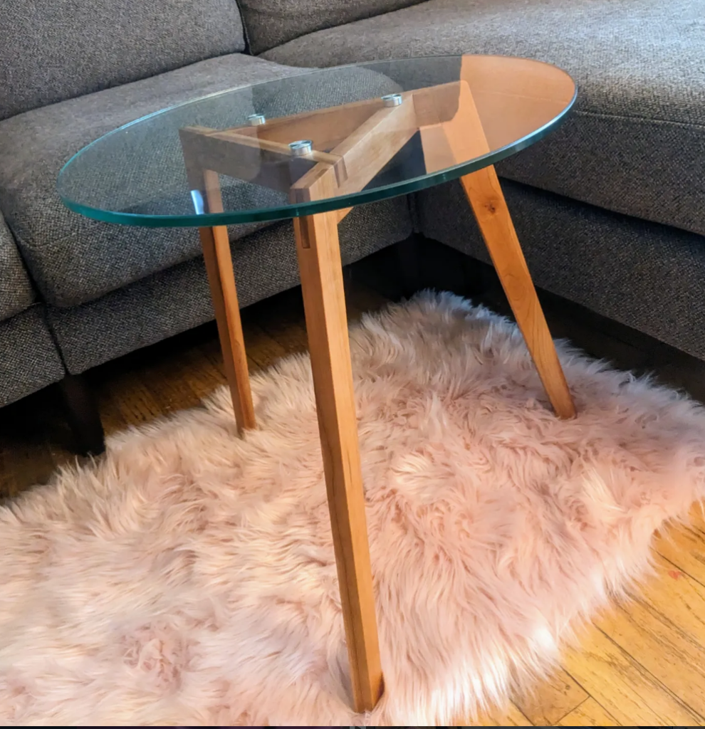 Cherry Side Table with Glass Top